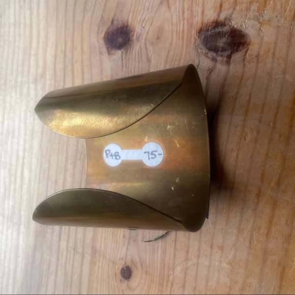 Brass peacock feather cuff bangle bracelet - Picture 2 of 3